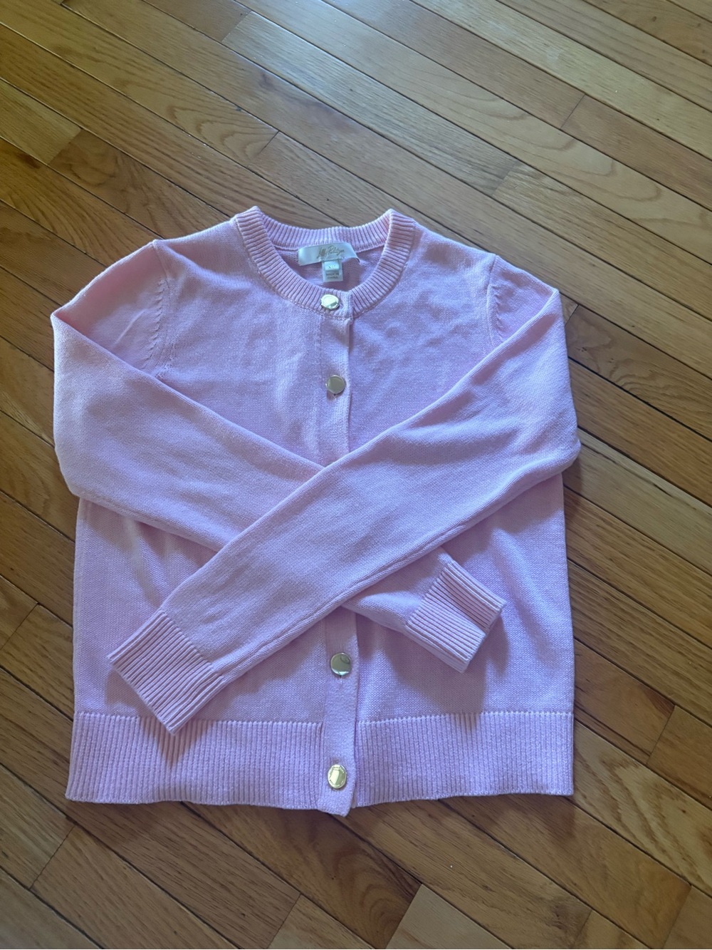 Lilly Pulitzer Pale Pink Gold Button Cardigan Sweater XS NWT